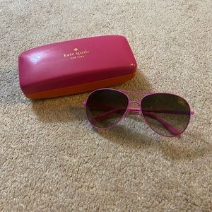💖Kate Spade New York Hot Pink Barbie Aviator Sunglasses with Pink/Orange Case💖